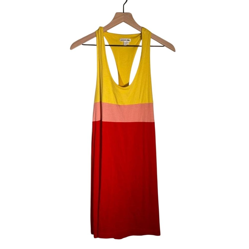 LACOSTE preppy lightweight color block summer twist racerback mini dress 34